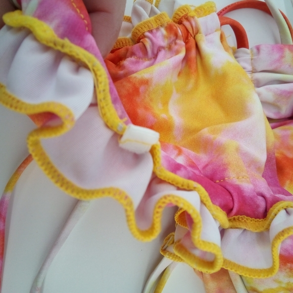 Zaful Tie Dye Orange Pink Bandeau Elastic Bikini Top Swim Swimsuit Swimwear 8 - Picture 10 of 14